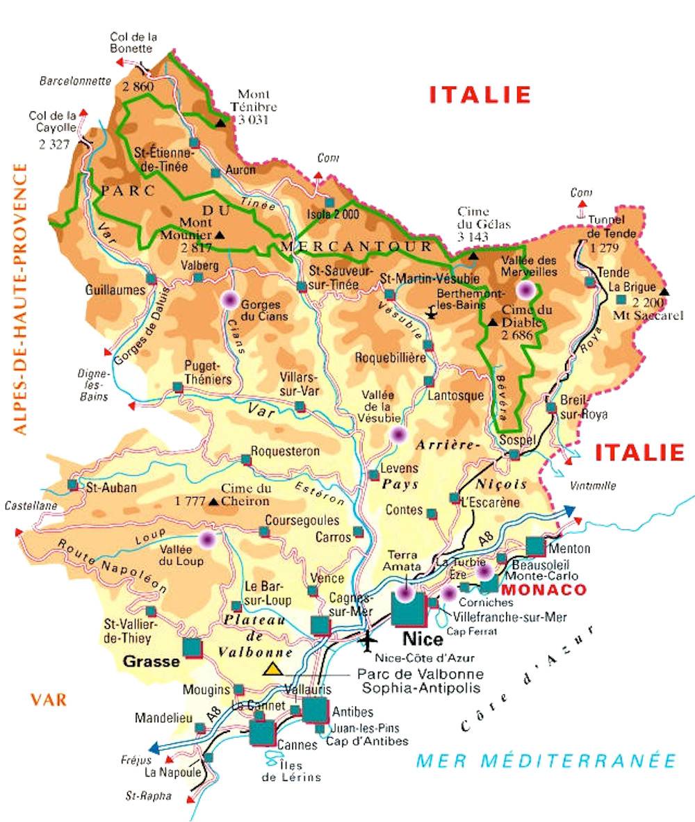 Carte des Alpes-Maritimes - Cartes et plans du département