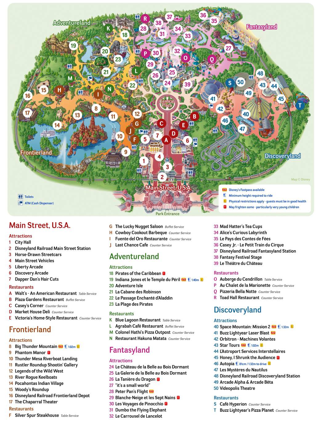 Plan de Disneyland Paris Plan eurodisney & du parc Disneyland
