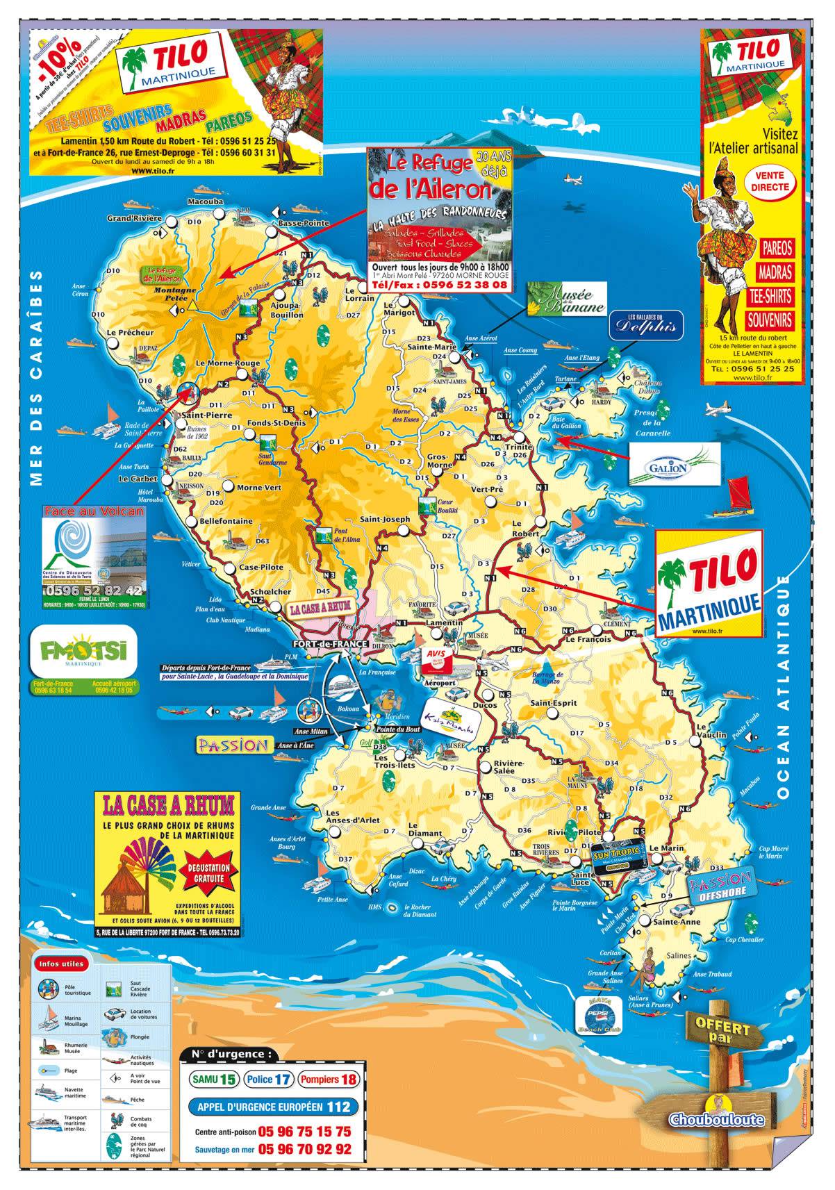 Carte de la Martinique Découvrir les villes, le relief, les sites