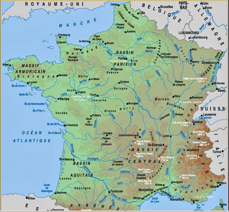 Carte de France France carte des villes, régions, politique, routes...