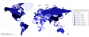 Cartes du nombre d'utilisateurs d'internet par pays