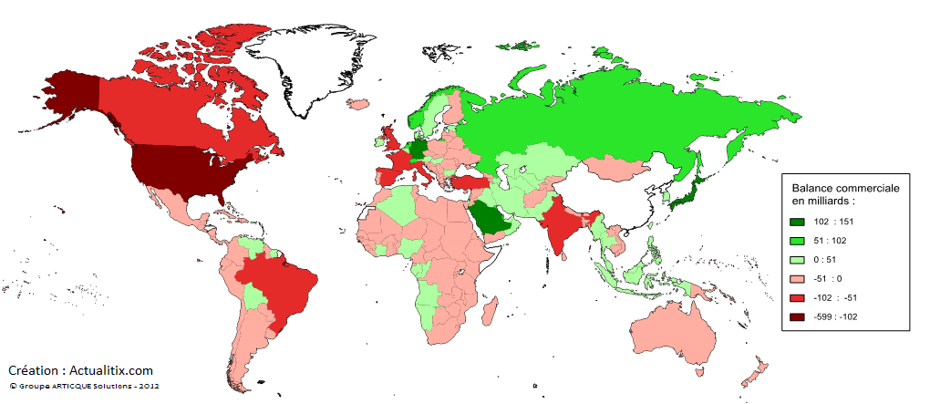 Carte balance commerciale par pays