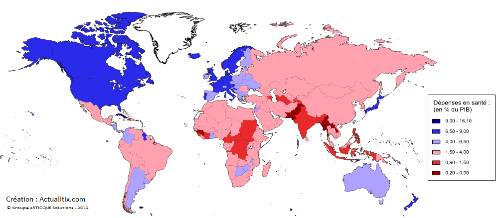 Dépenses santé par pays