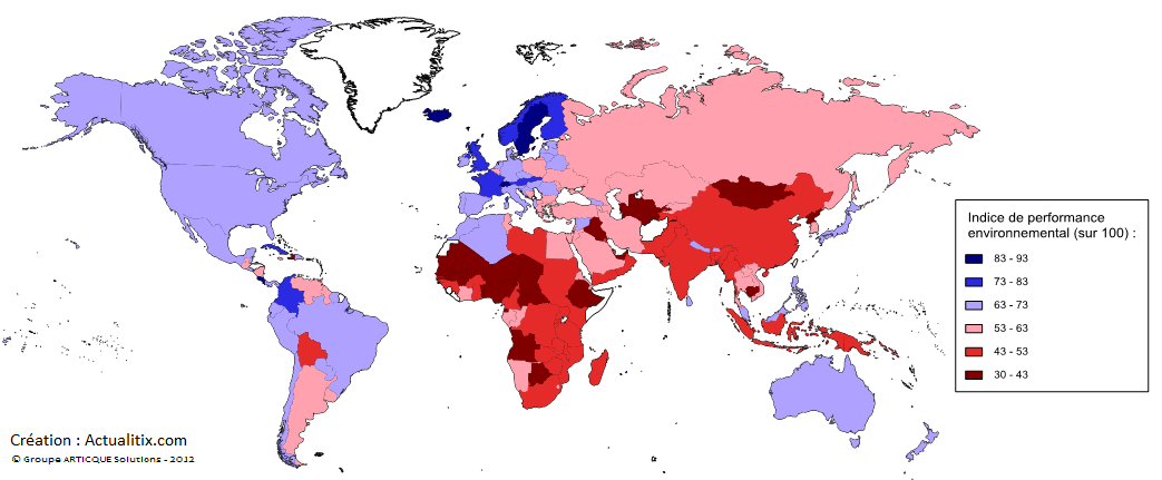 Pays écologiques en fonction de leurs performances