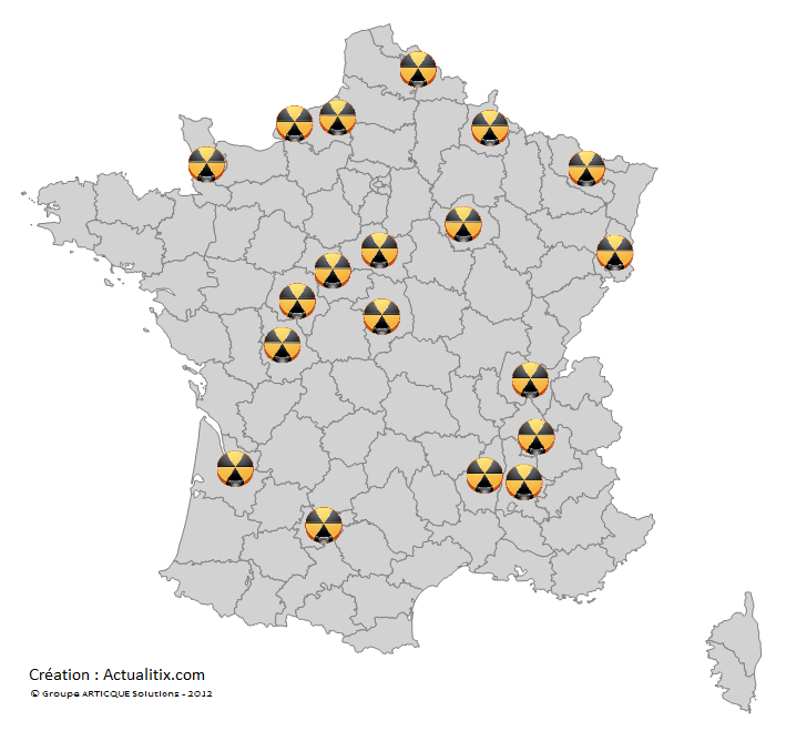 Carte des centrales nucléaires en France