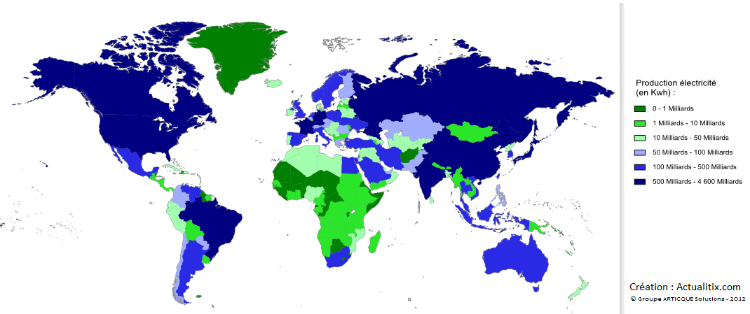 Pays producteurs d'électricité