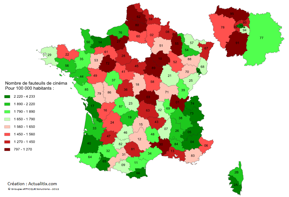 Carte du nombre de fauteuil de cinéma