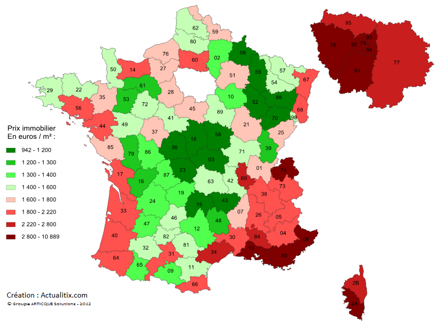 Prix immobilier par département