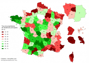 Taux de propriétaires immobilier par département