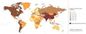 Carte des pays les plus élevés en altitude