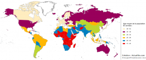 Age moyen de la population dans le monde