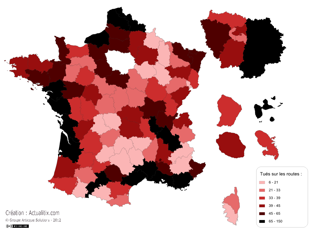 Tués sur les routes - Départements