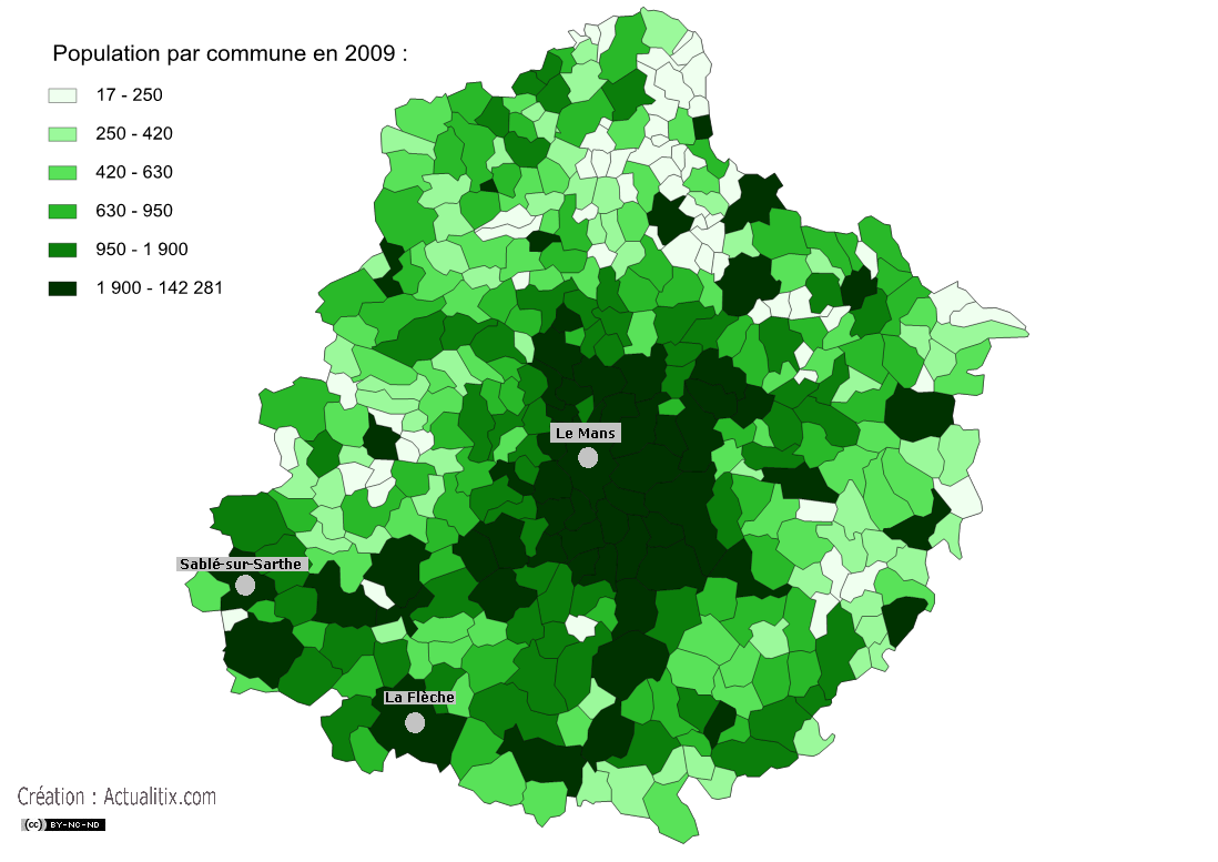 Répartition de la population en Sarthe