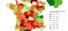 Revenu médian selon les départements en France