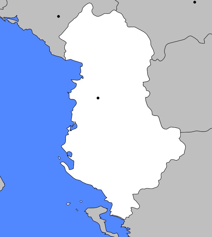 Carte vierge de l'Albanie