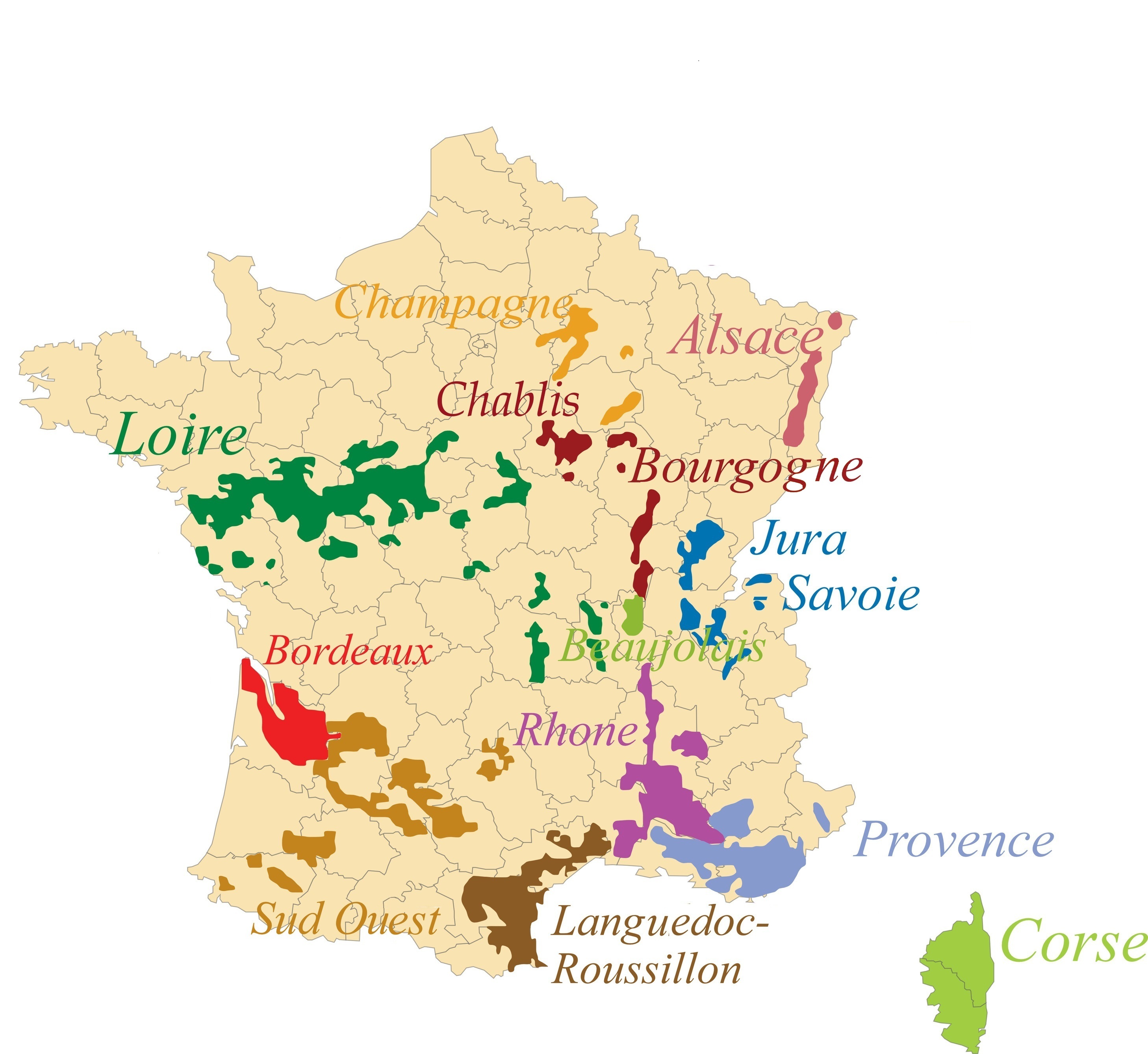 Carte des vignobles de France