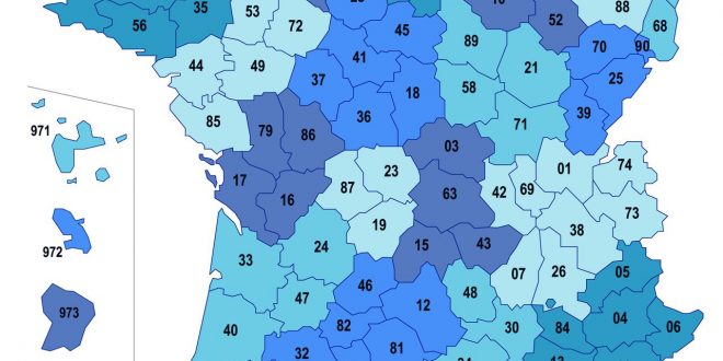 Carte des numéros des départements Français