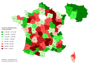 Carte du tourisme par département