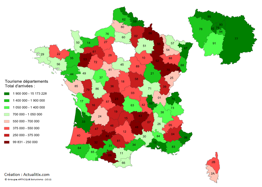 carte du tourisme en france