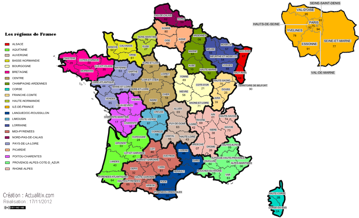 Cartes des départements et Quiz - Cartes de France