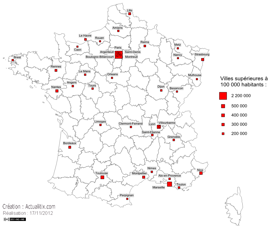 les villes de la france