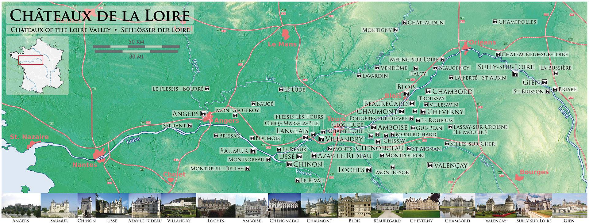Carte châteaux de la Loire Carte châteaux de la Loire