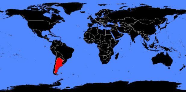 L'Argentine sur une carte du monde