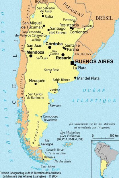 Carte de l'Argentine