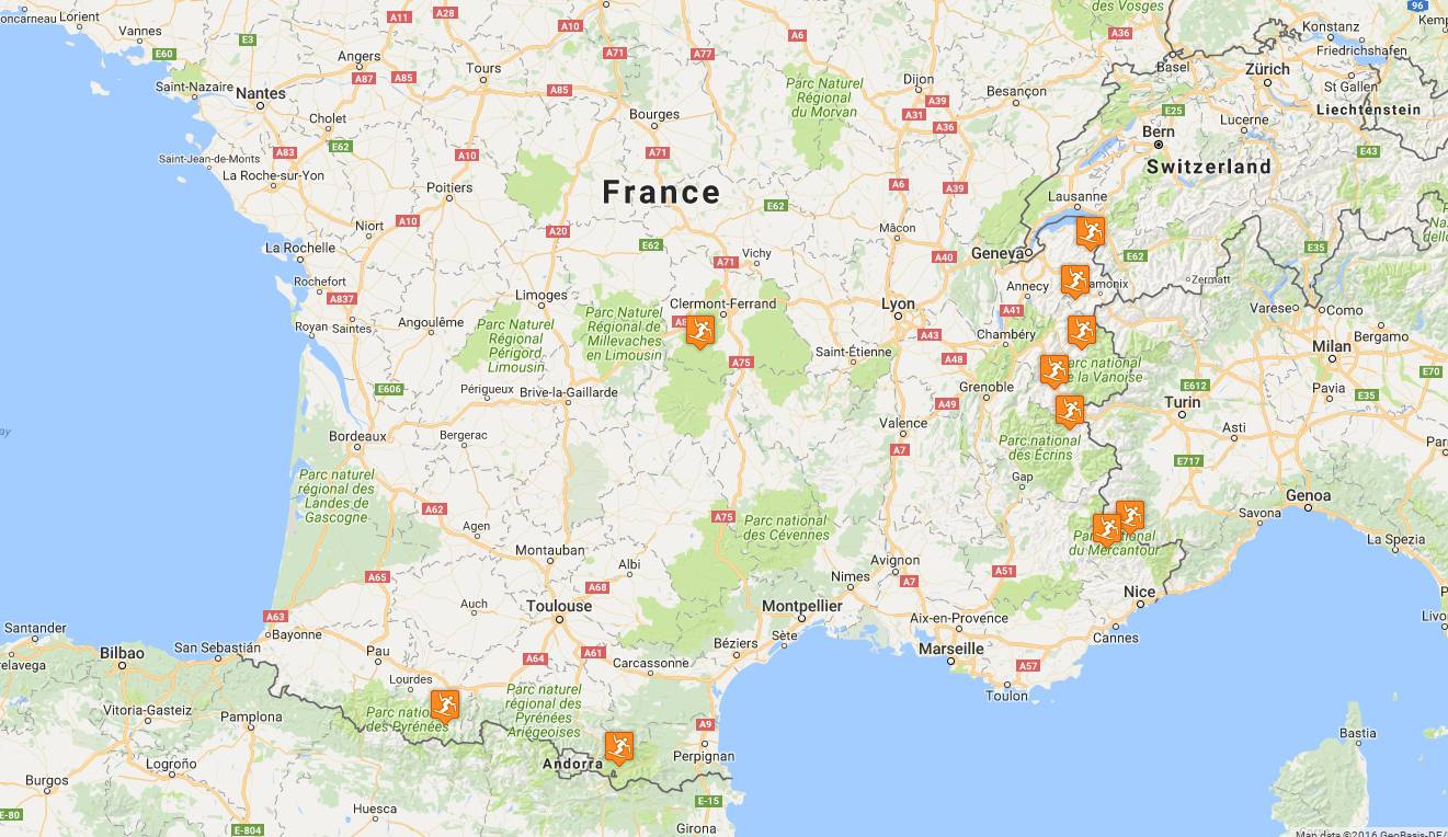 Carte des meilleures stations de ski familiales en France