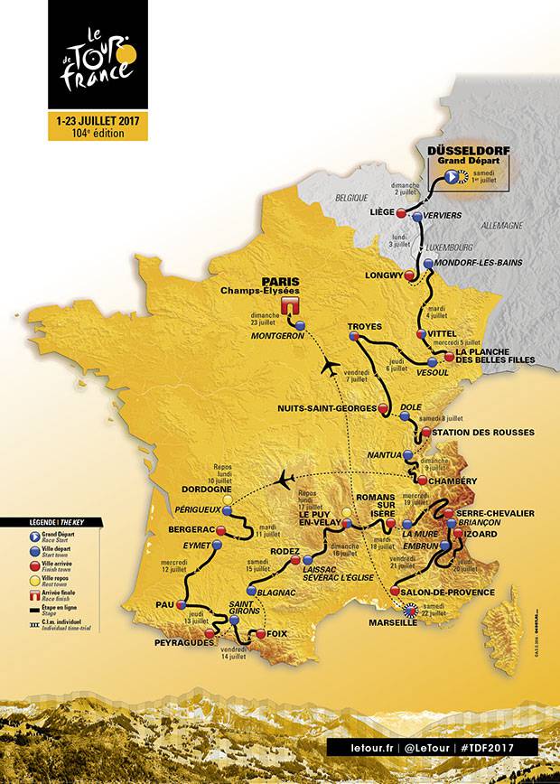Carte du Tour de France 2017 Carte du Tour de France 2017