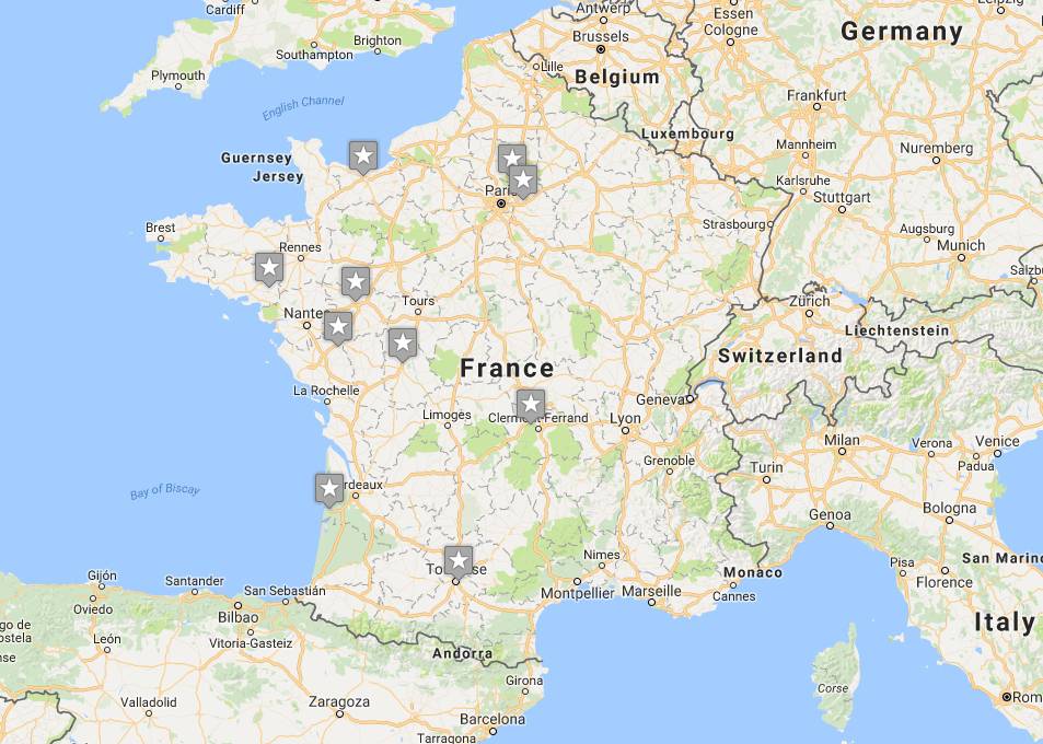 Carte et localisation des meilleurs parcs d'attractions en France