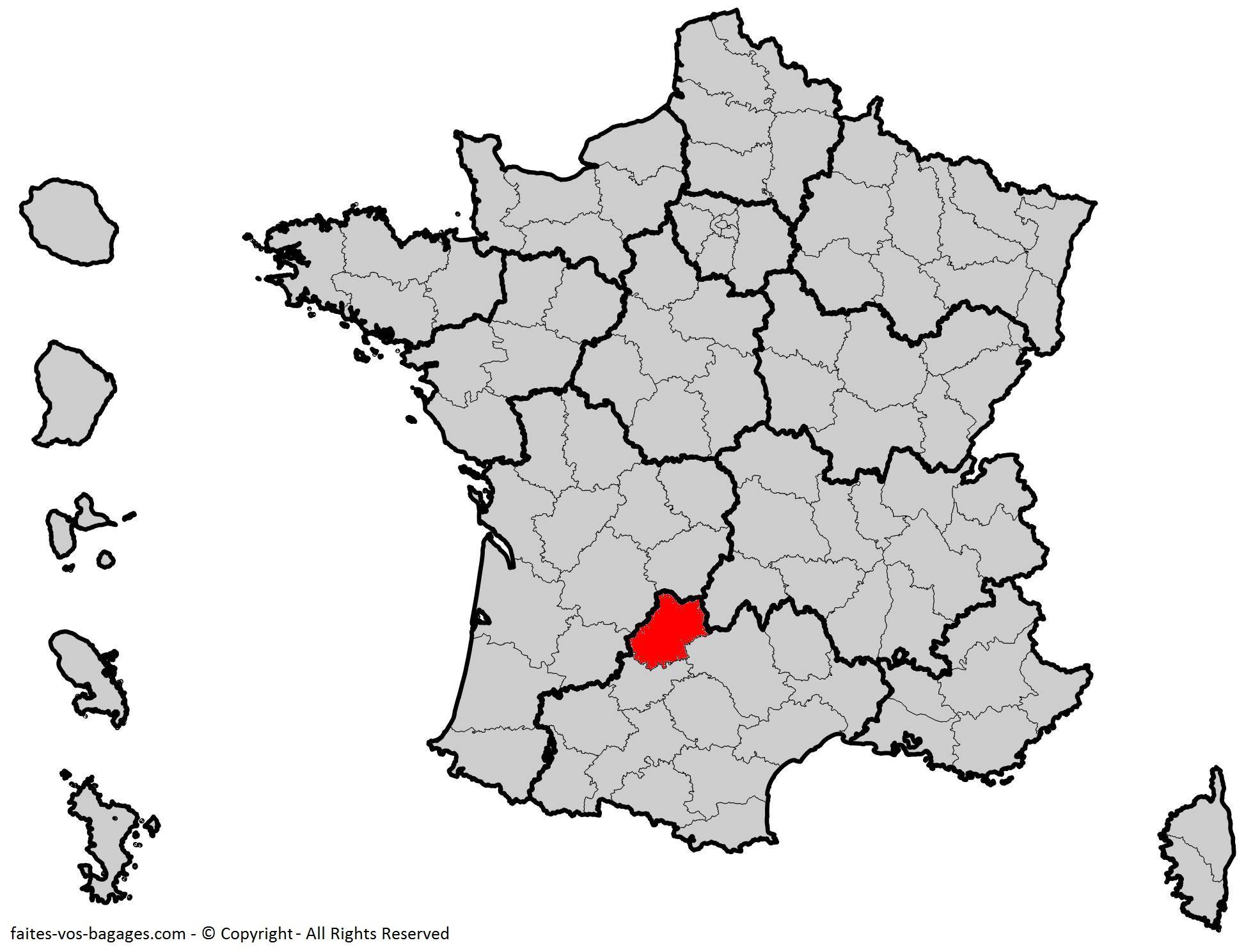 Carte  Département du Lot