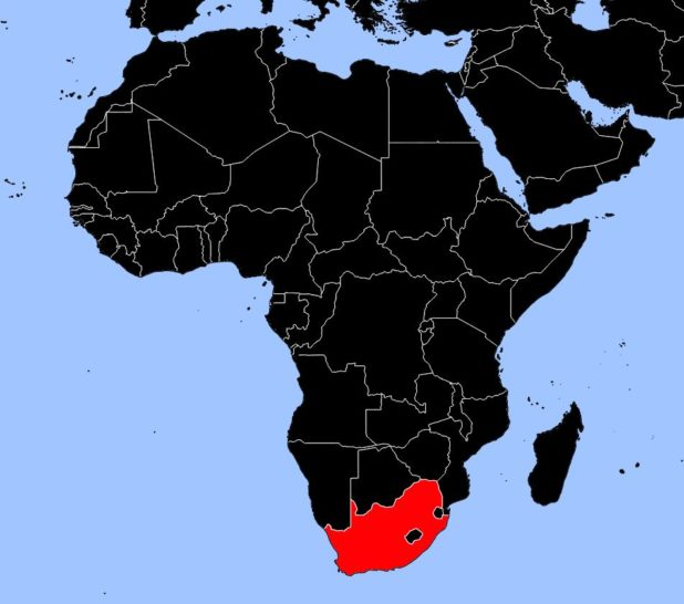 Afrique du Sud sur une carte d'Afrique