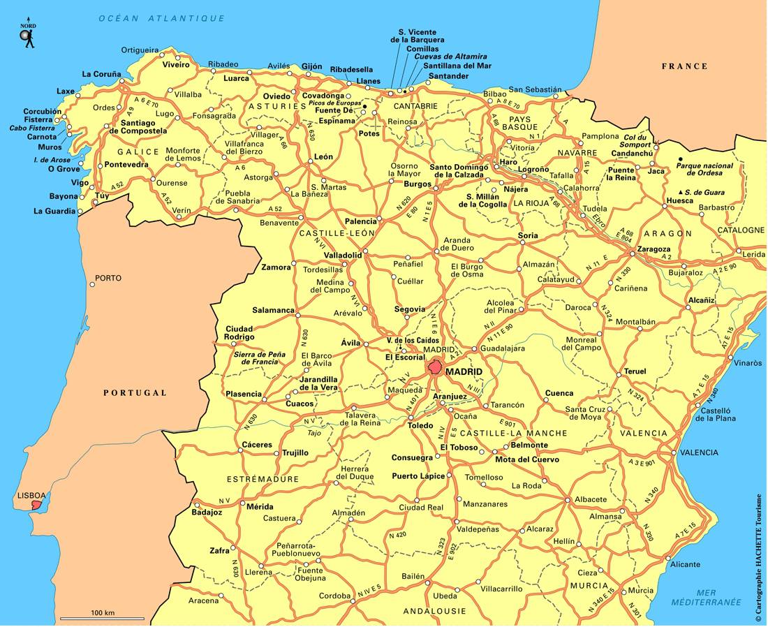 Carte de l'Espagne - Découvrrir l'Espagne sous forme de carte