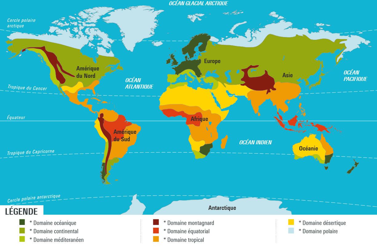 Carte des climats dans le monde