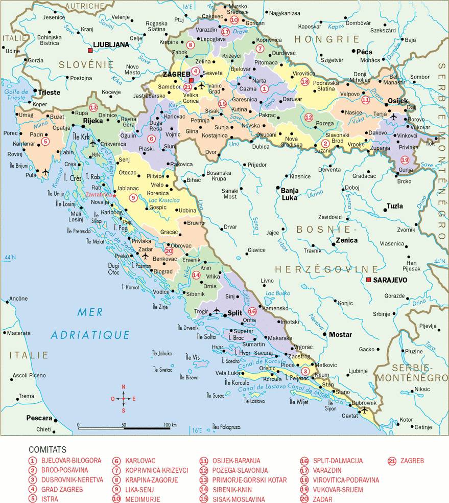 Carte de la Croatie - Cartes et informations sur la Croatie