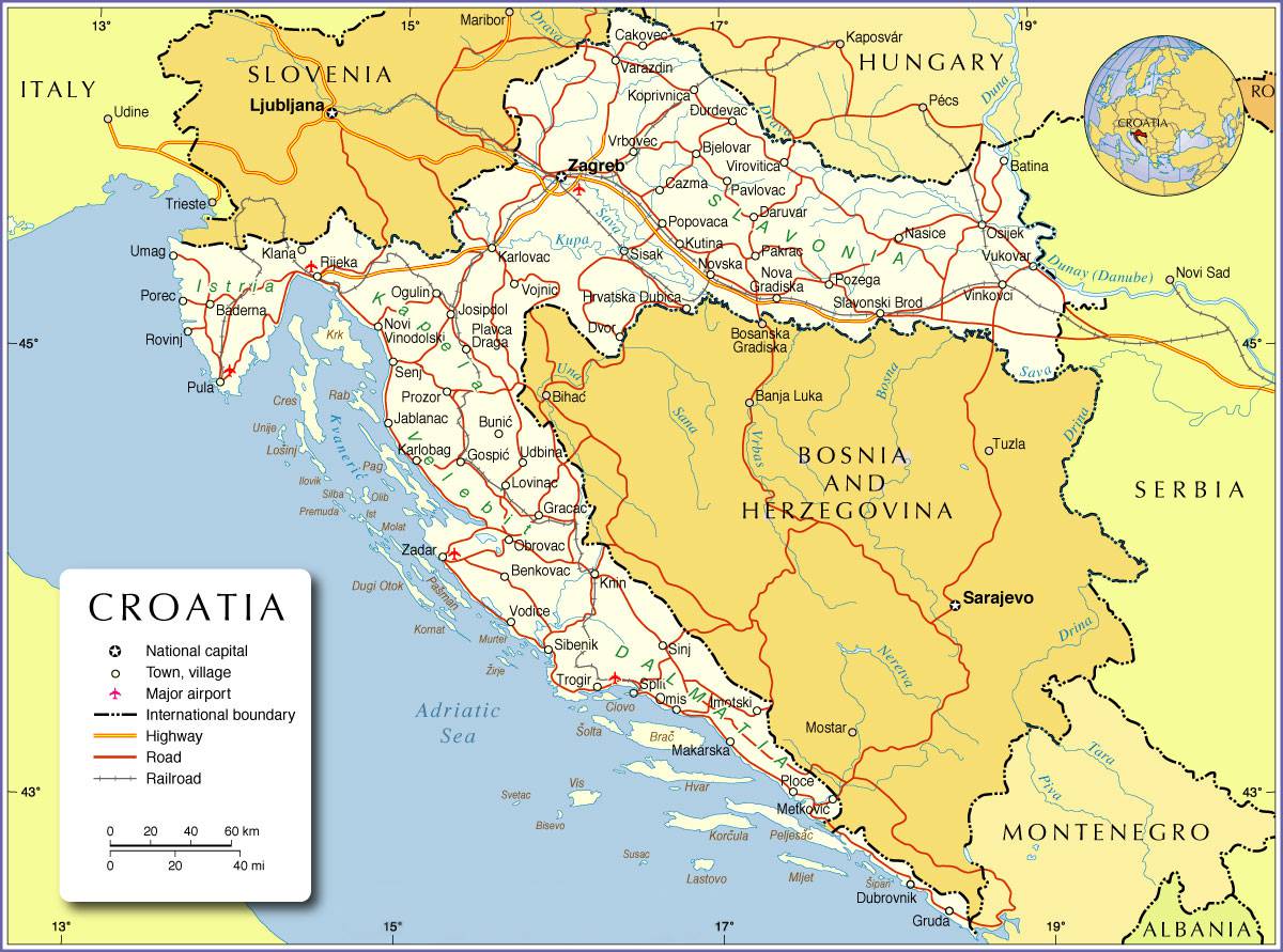 Carte de la Croatie