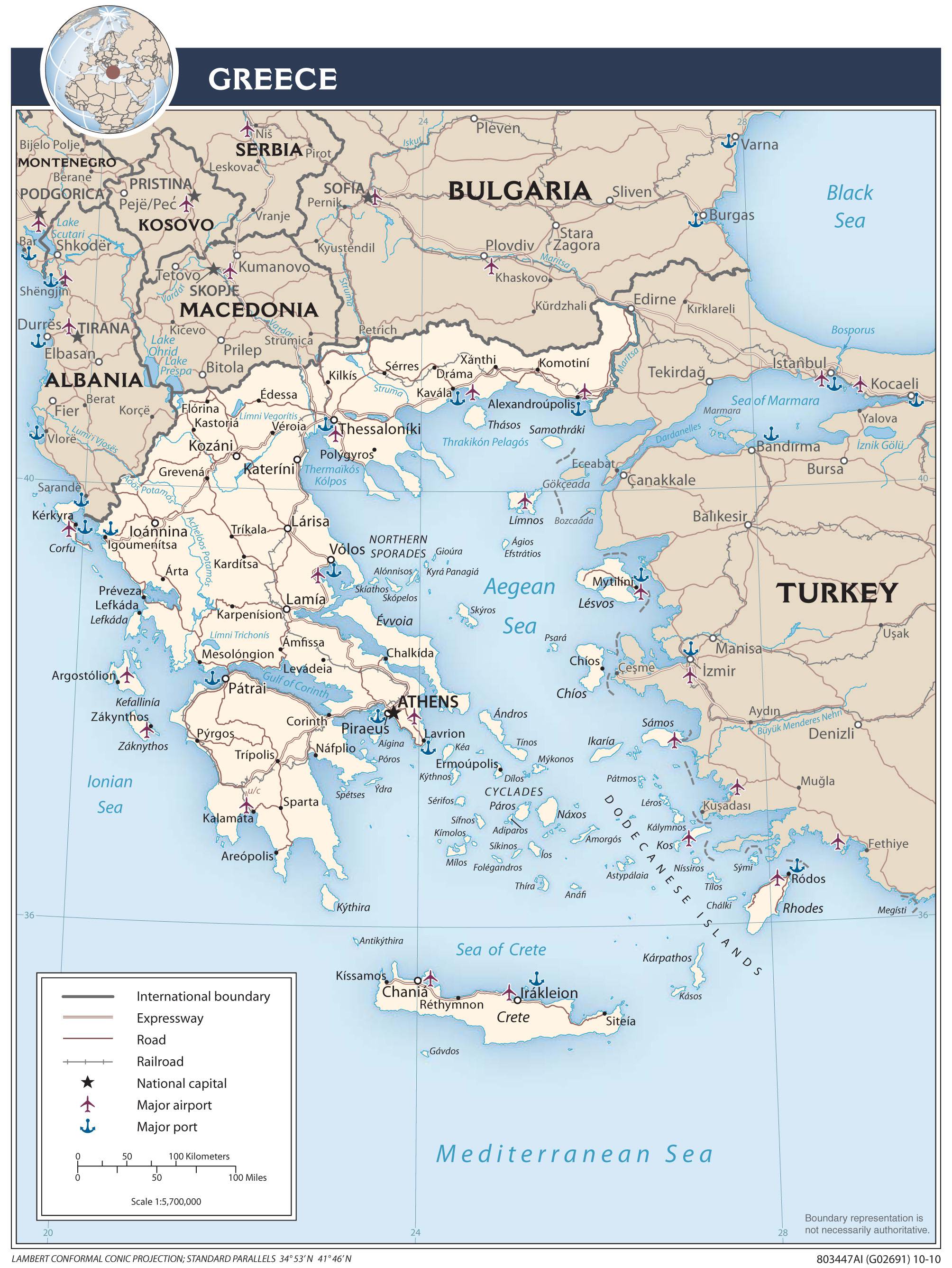 Carte de la Grèce Carte de la Grèce
