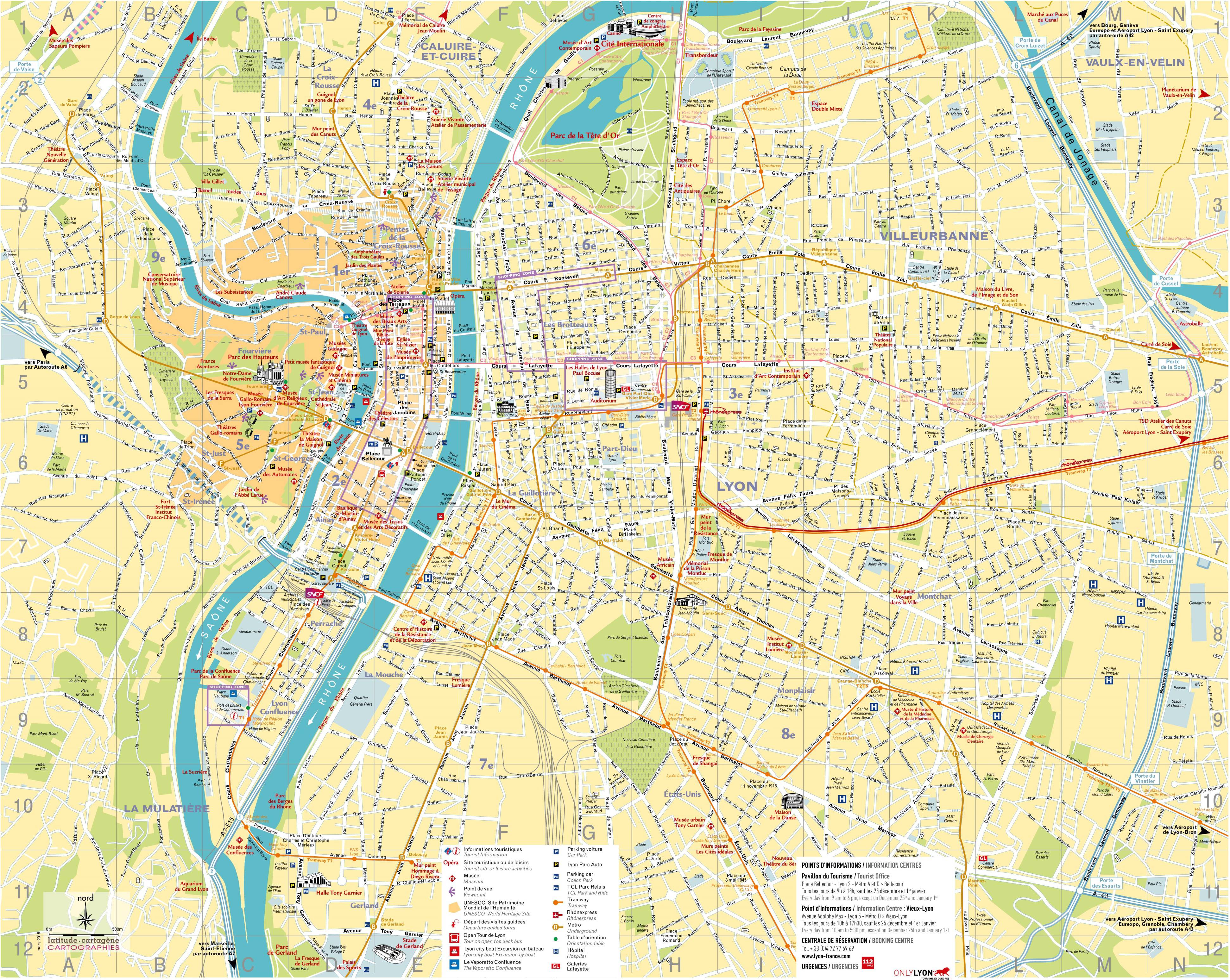 Carte de Lyon dans le Rhône - Carte et plan de la ville de ...