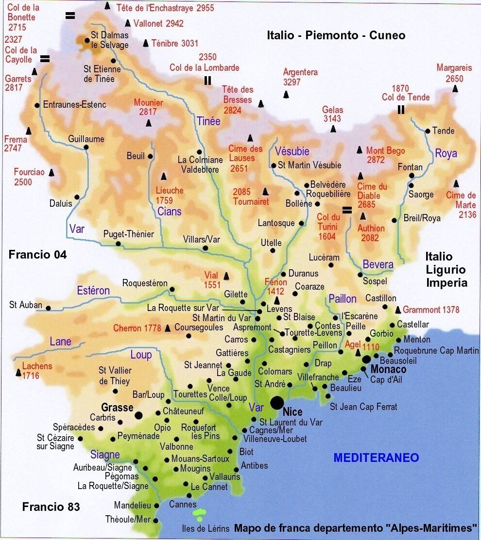 Carte des Alpes-Maritimes - Cartes et plans du département
