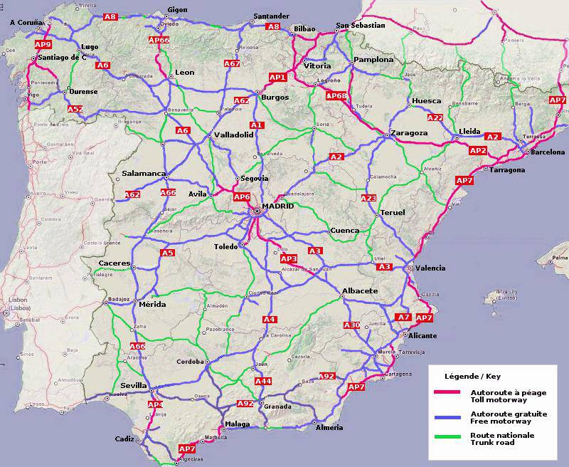 Carte de l'Espagne - Découvrrir l'Espagne sous forme de carte