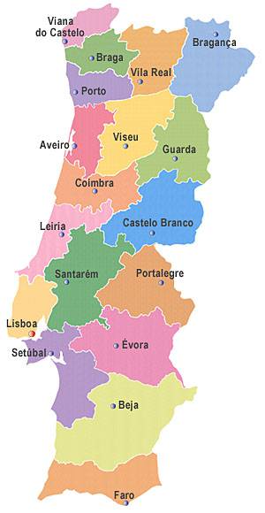 Portugal Regions Carte