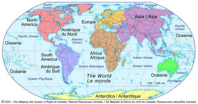 la carte mondiale avec ses pays