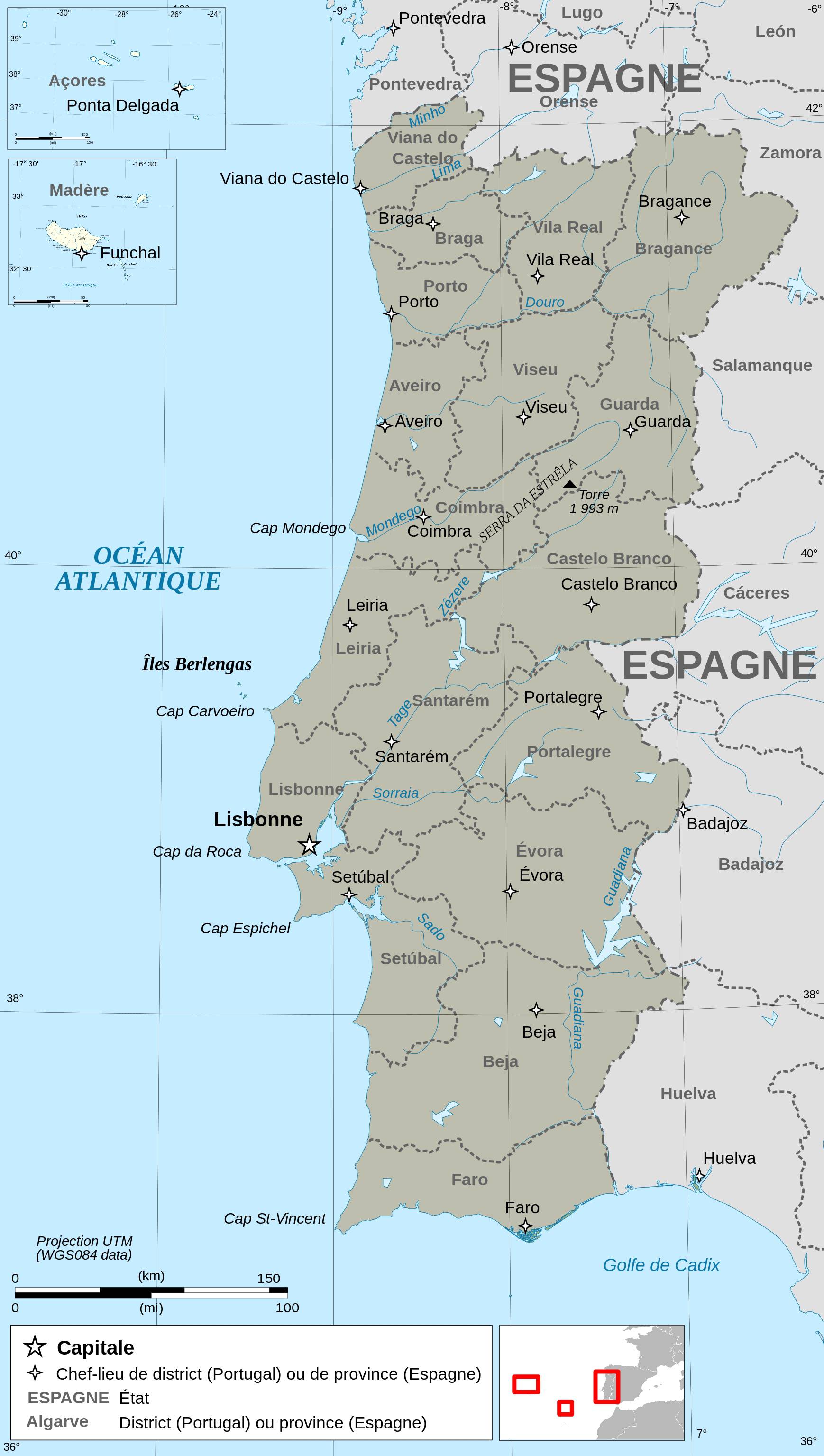 Portugal Carte Espagne