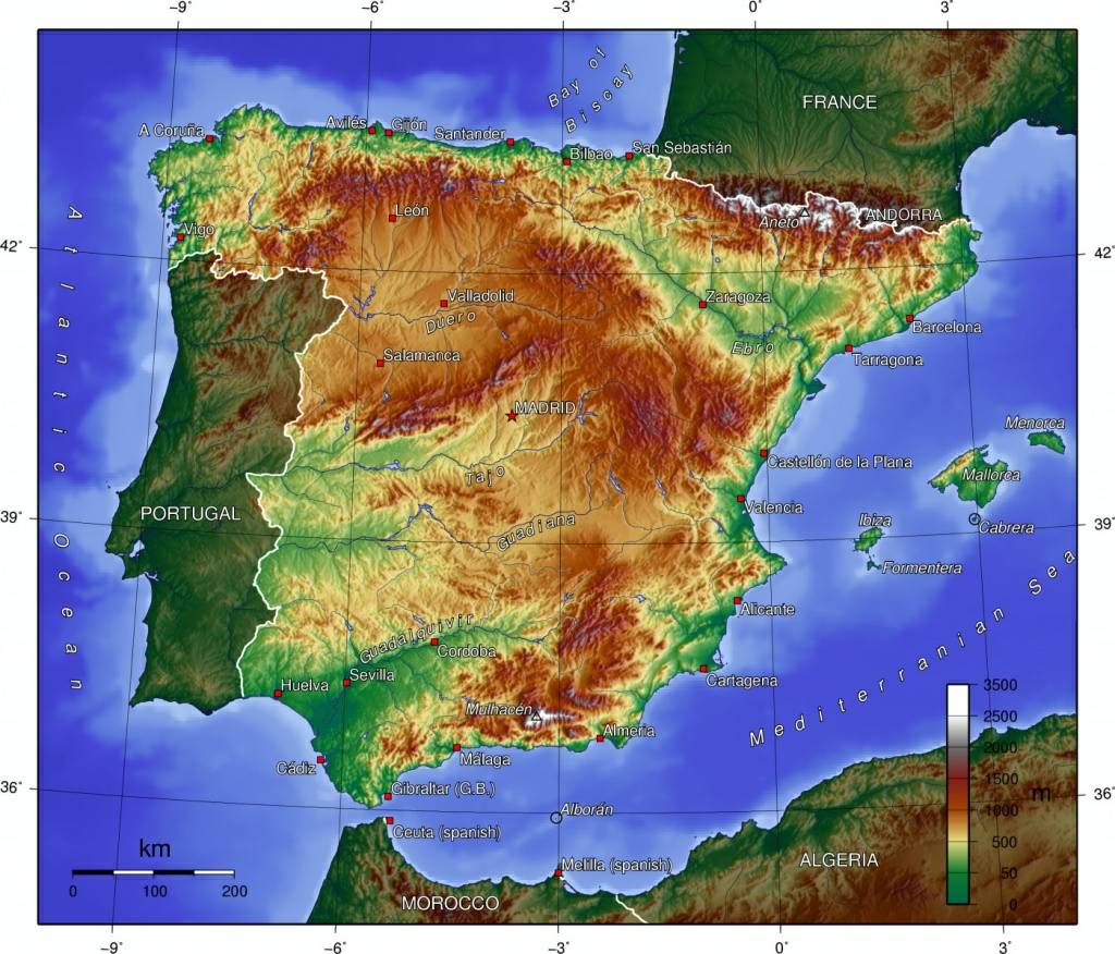 Carte de l'Espagne - Découvrrir l'Espagne sous forme de carte