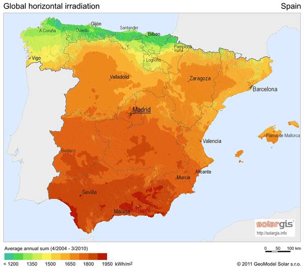 Carte Ensoleillement Espagne | My blog