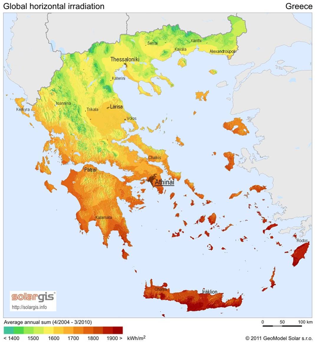 carte ensoleillement grece