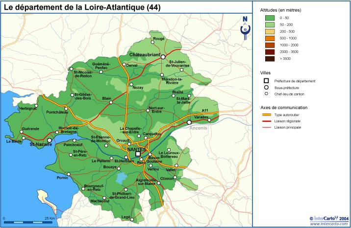 Carte du relief de la Loire-Atlantique Carte du relief de la Loire-Atlantique