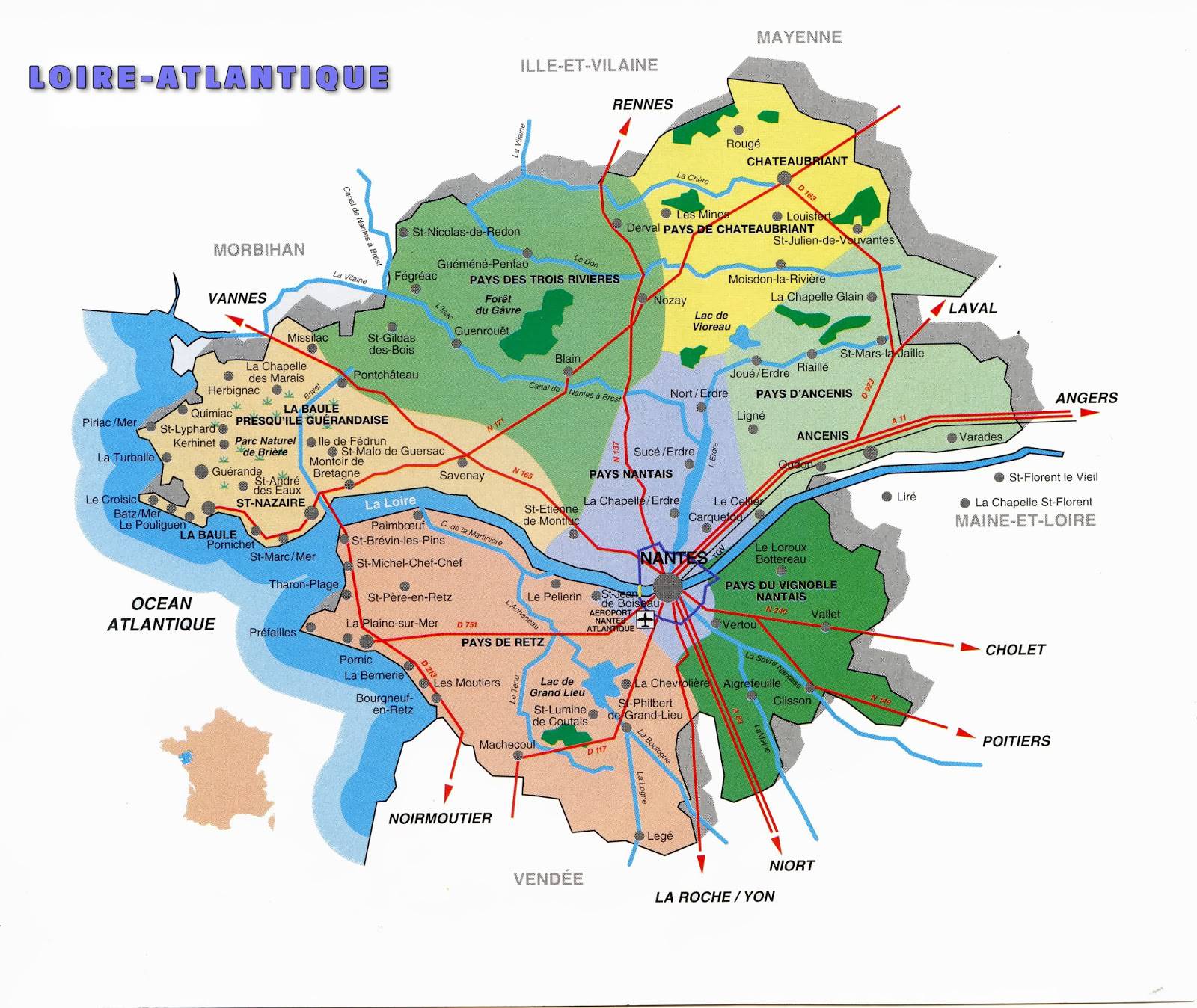 Carte de LoireAtlantique Carte et plan du département