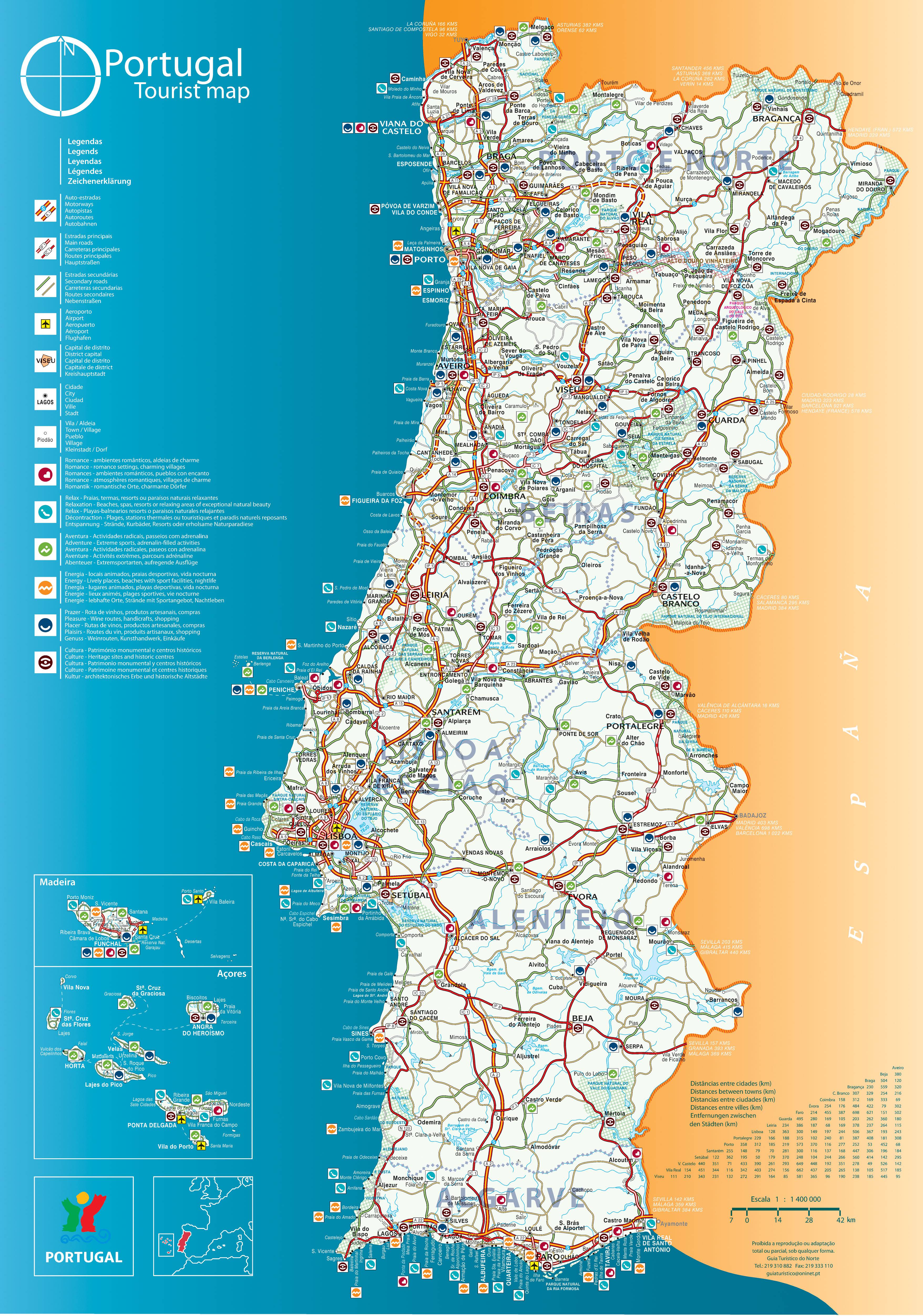 Carte du Portugal - Club des Voyages